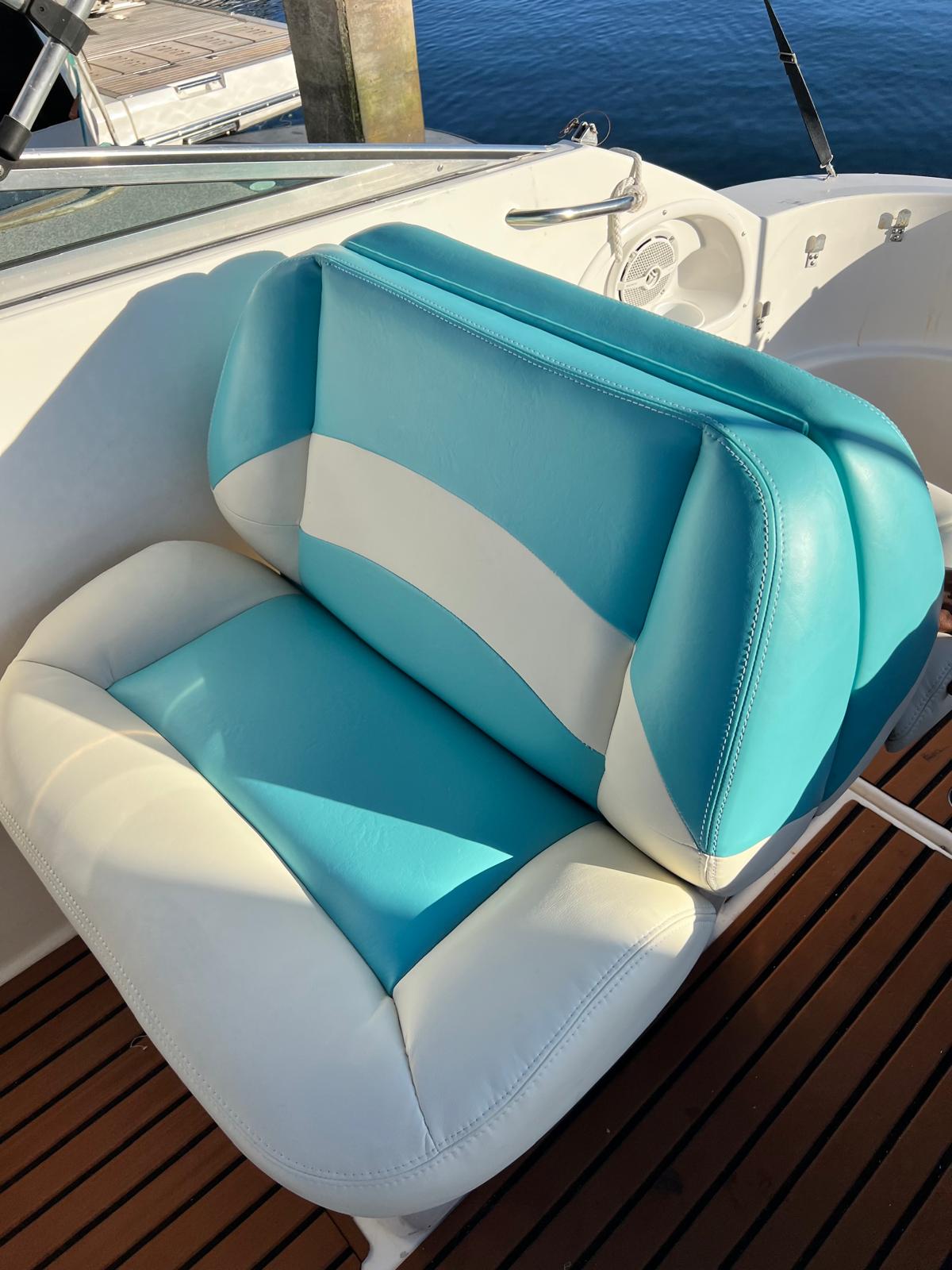 Teal boat seat